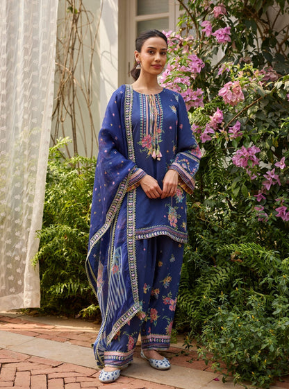 Enaara Lawn Navy Kurta Set