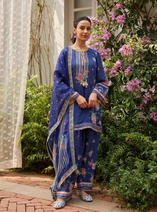 Enaara Lawn Navy Kurta Set