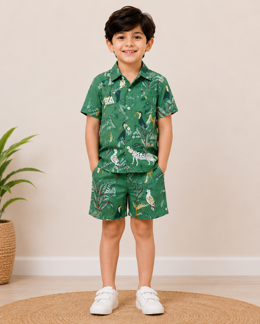 Green jungle printed cordset