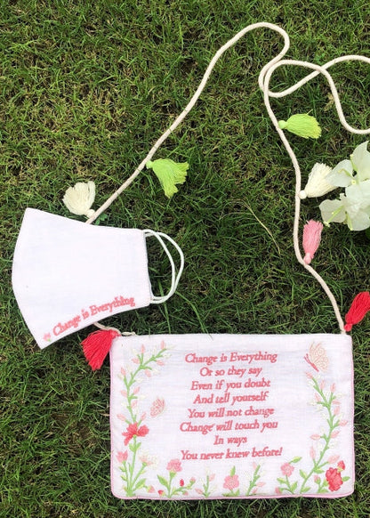 Change is Everything Mask & Sling Bag - PINK (Set of 2) Off white