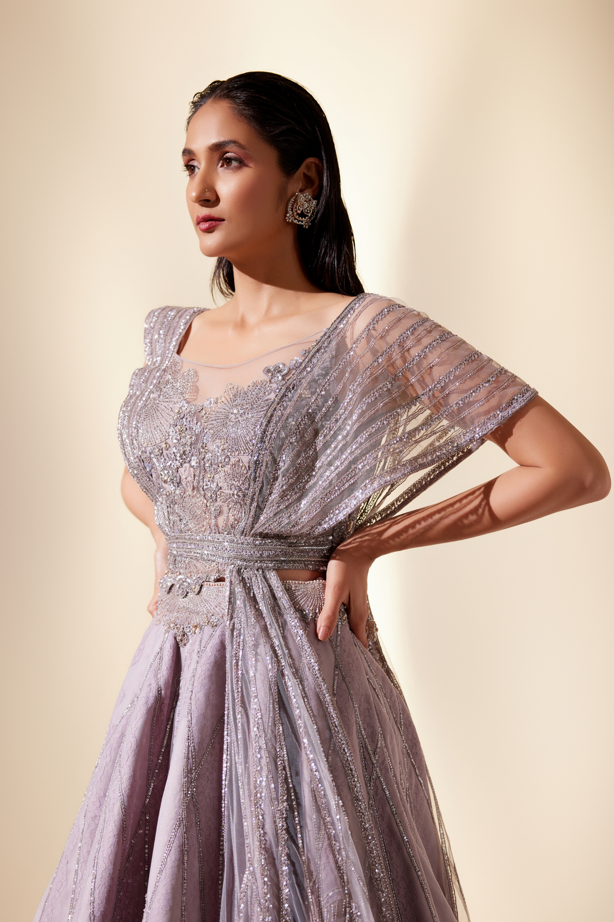 Iridescent Lilac Lehenga Set