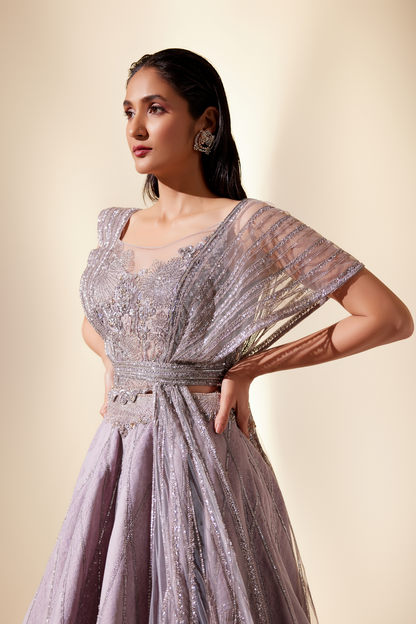 Iridescent Lilac Lehenga Set