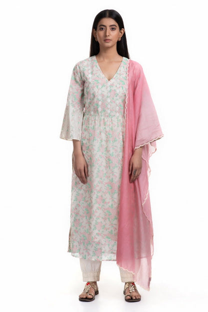 Saamya Kurta Set Off White and Pink
