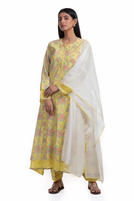 Ridhika Kurta Set Yellow and Off White