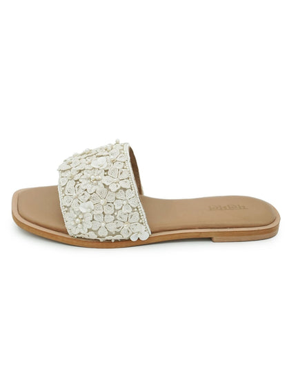 Mrunal Off White Vegan Flat Sandal