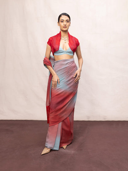 Multicolour Chiffon Digital Print Saree