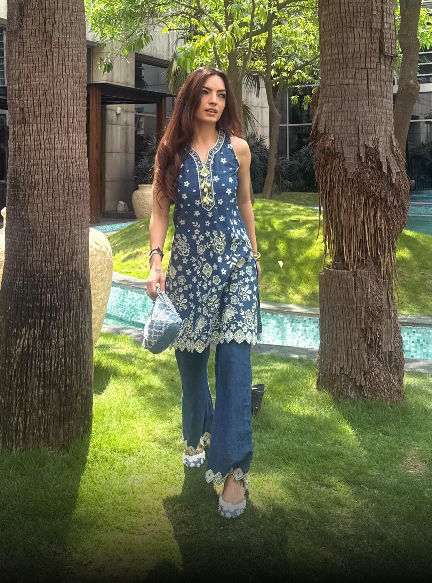 Mava Denim Kurta Set
