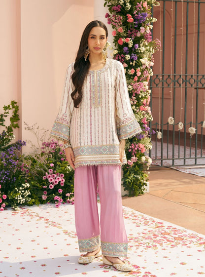 Jhumri Cupro Satin Off-white Kurta Set