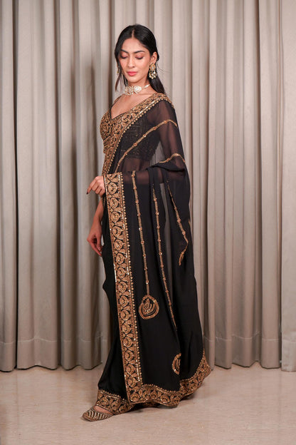 Black Saree Set