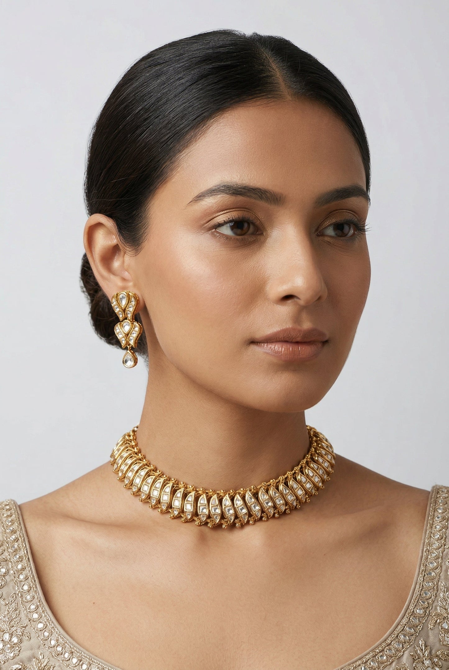 Saumya Gold Plated Kundan Necklace Set