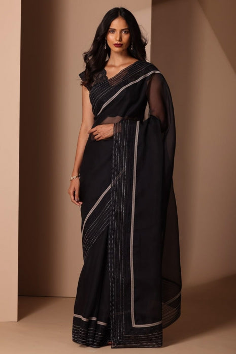 Raina Saree Black