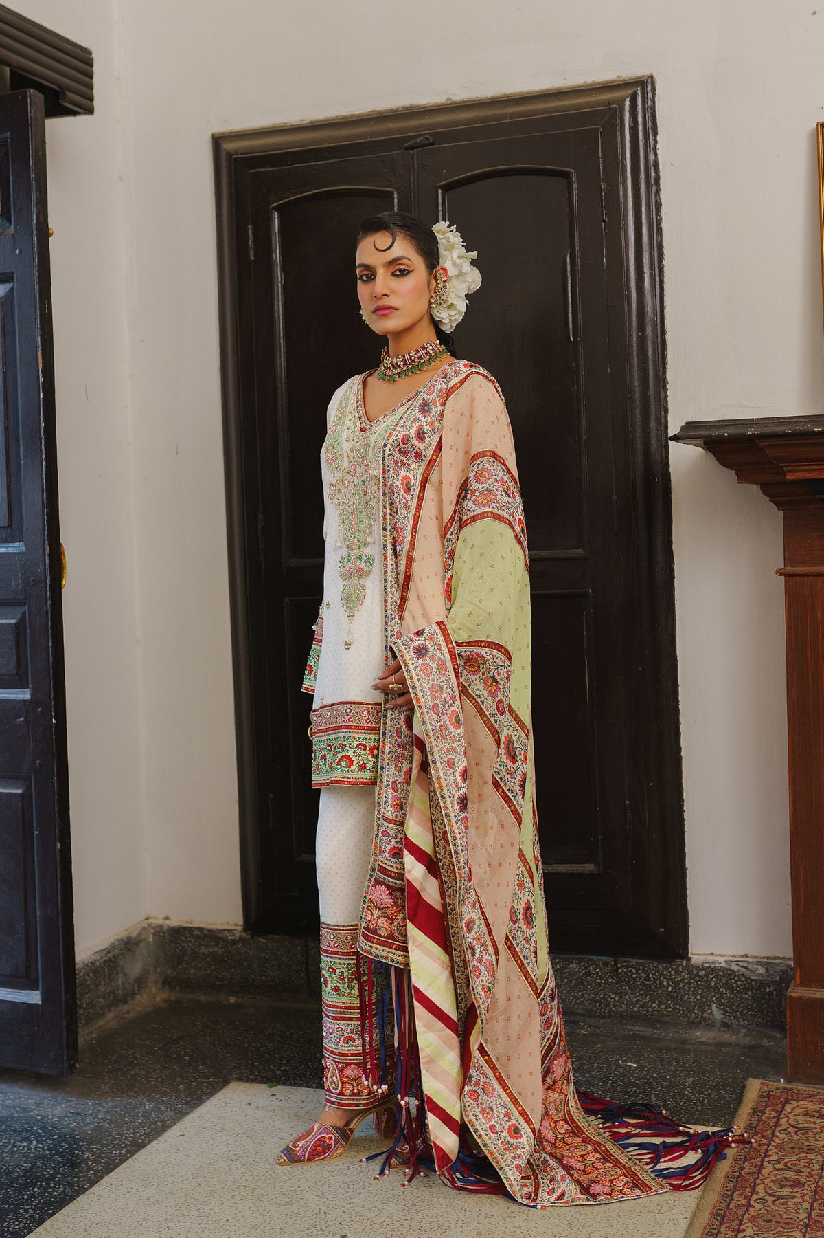 Ivory short kurta farsi salwar with duppata
