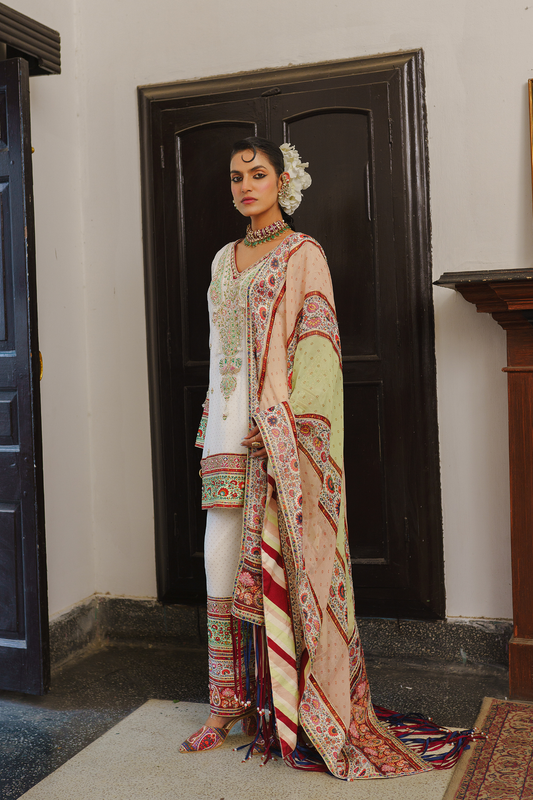 Ivory short kurta farsi salwar with duppata