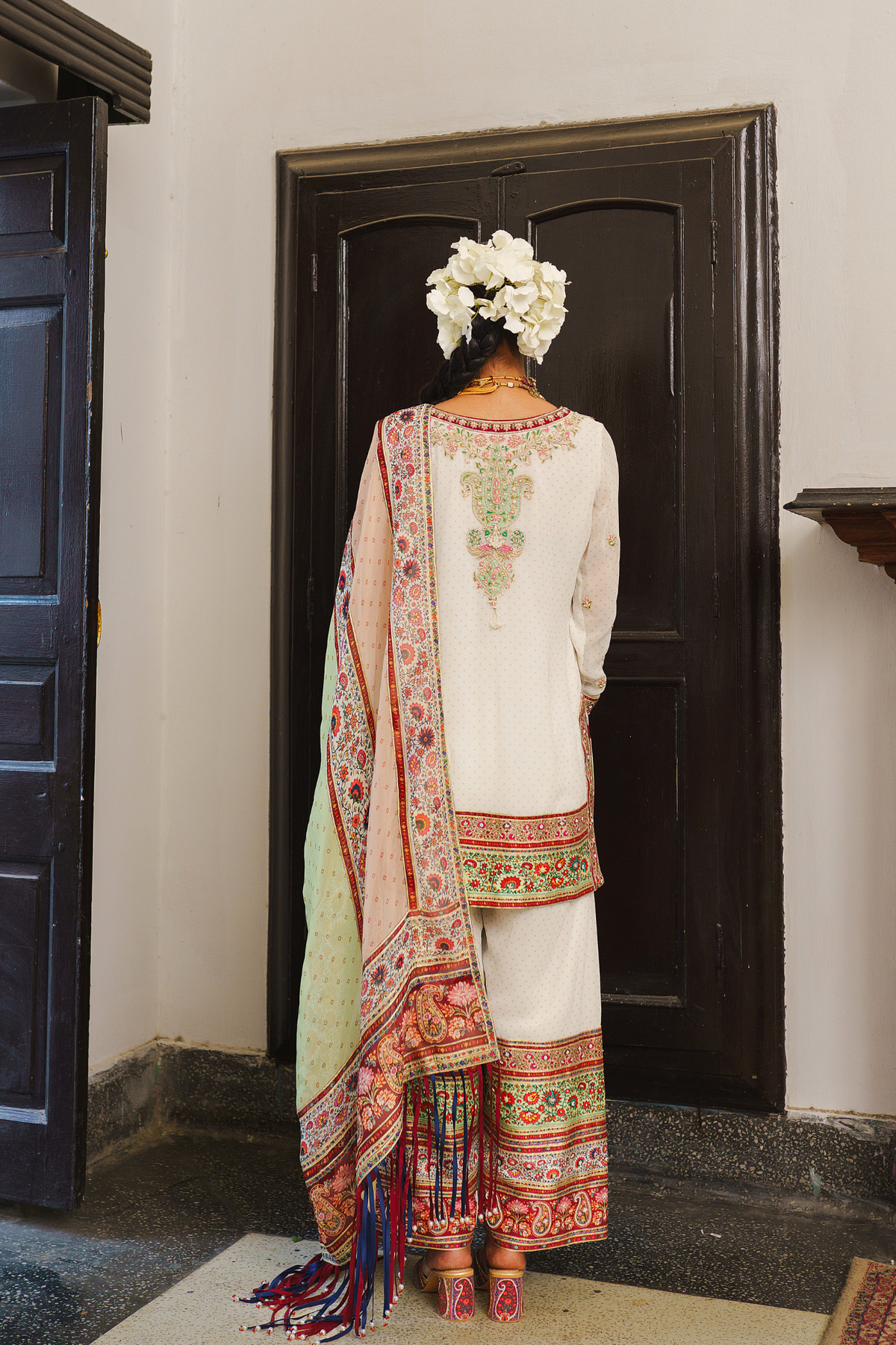 Ivory short kurta farsi salwar with duppata