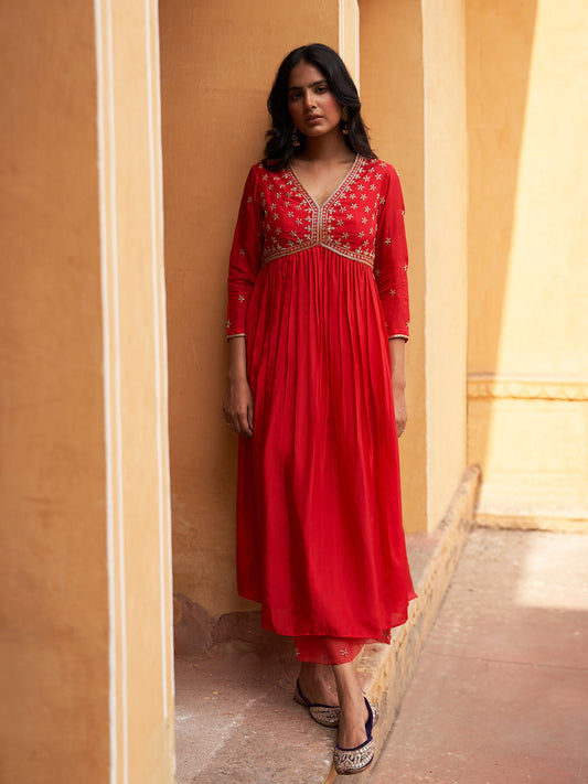 Zinnia Red Kurta Set