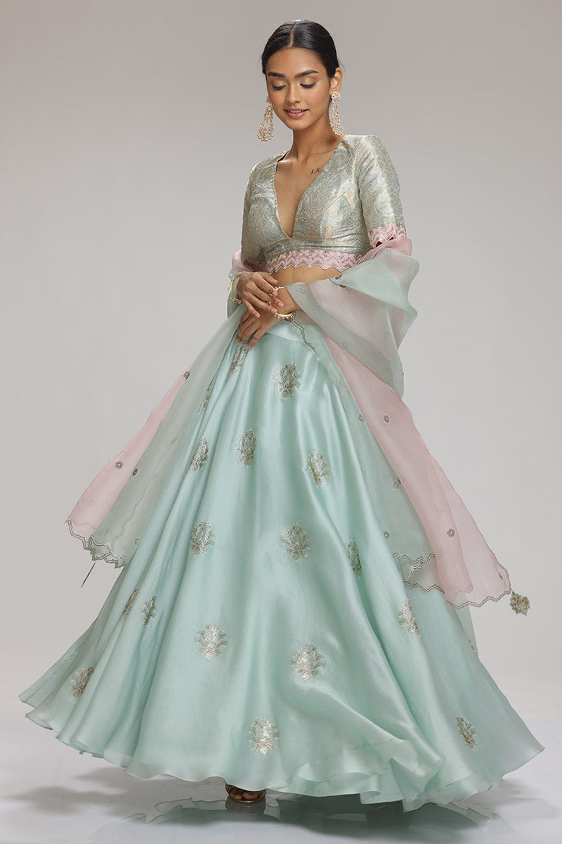 Peridot Lehenga Set Mint