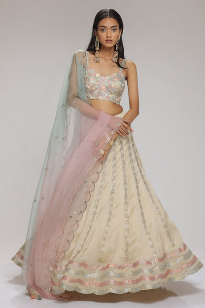 Zircon Lehenga Set Cream