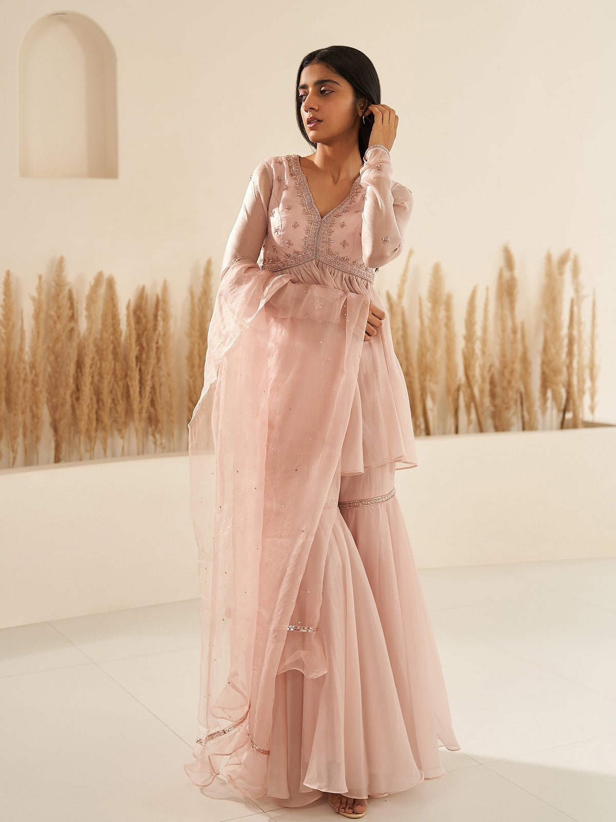 Iris Nude Sharara Set
