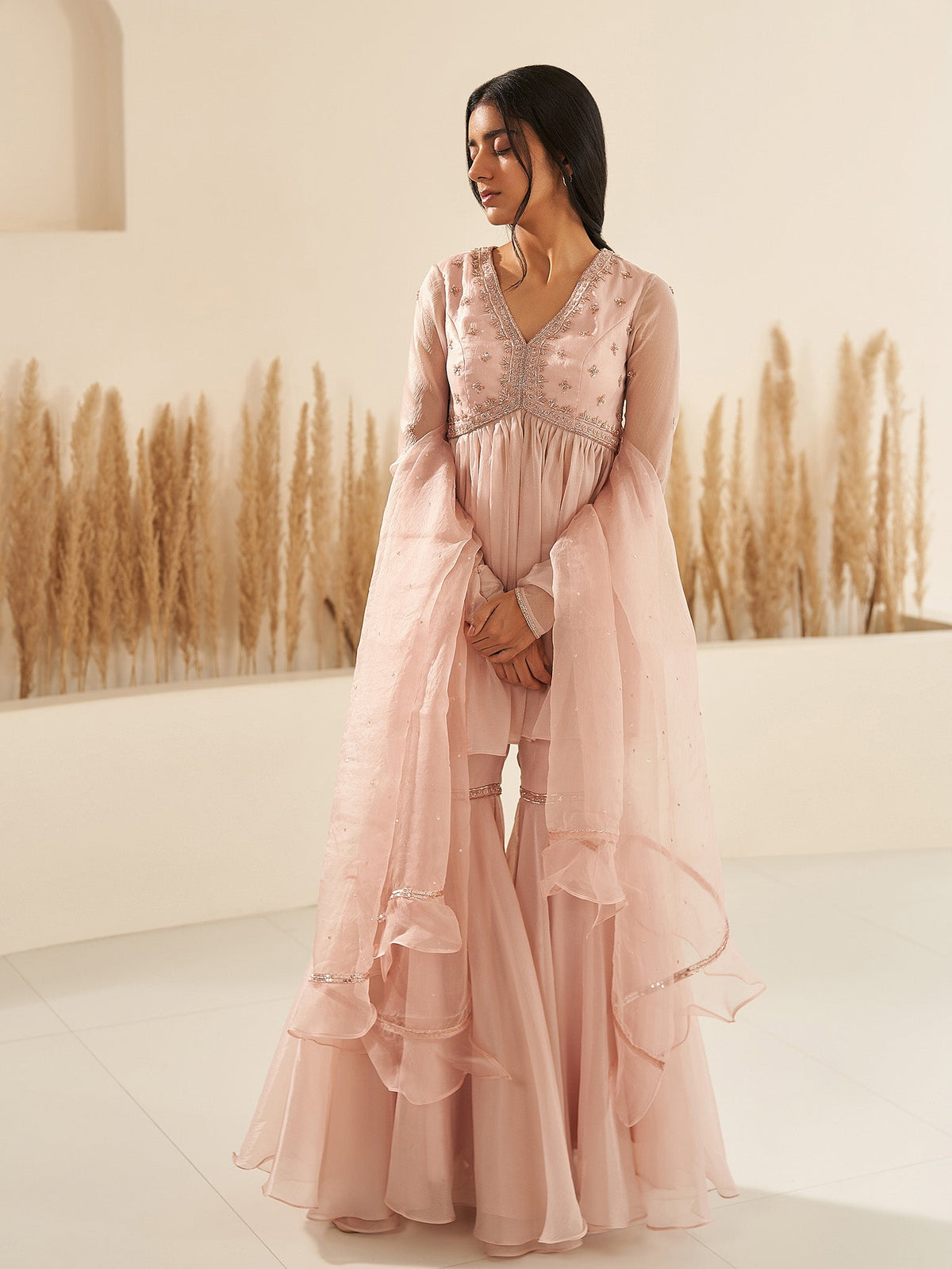 Iris Nude Sharara Set