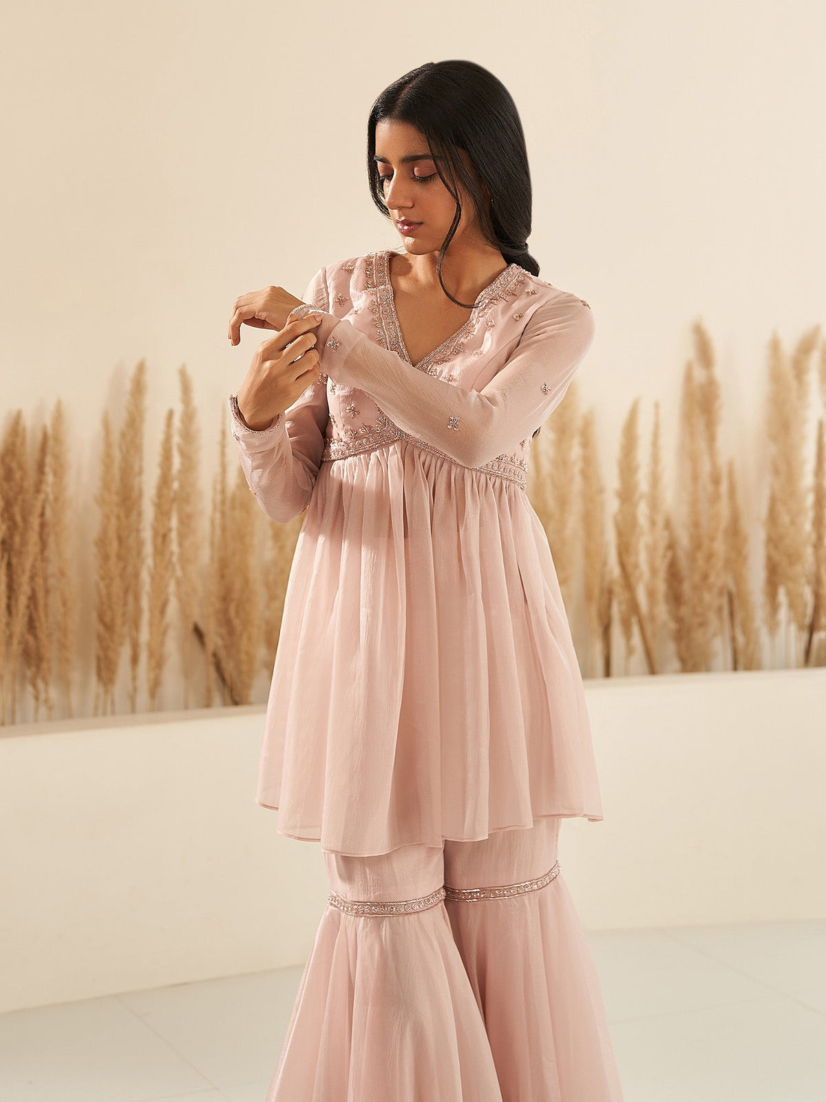 Iris Nude Sharara Set