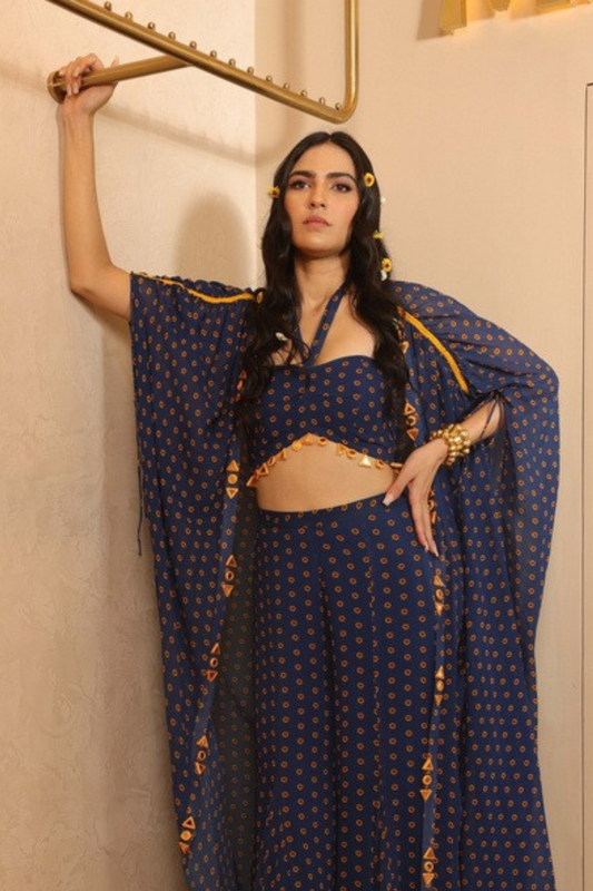 Midnight Surajmukhi Cape Set