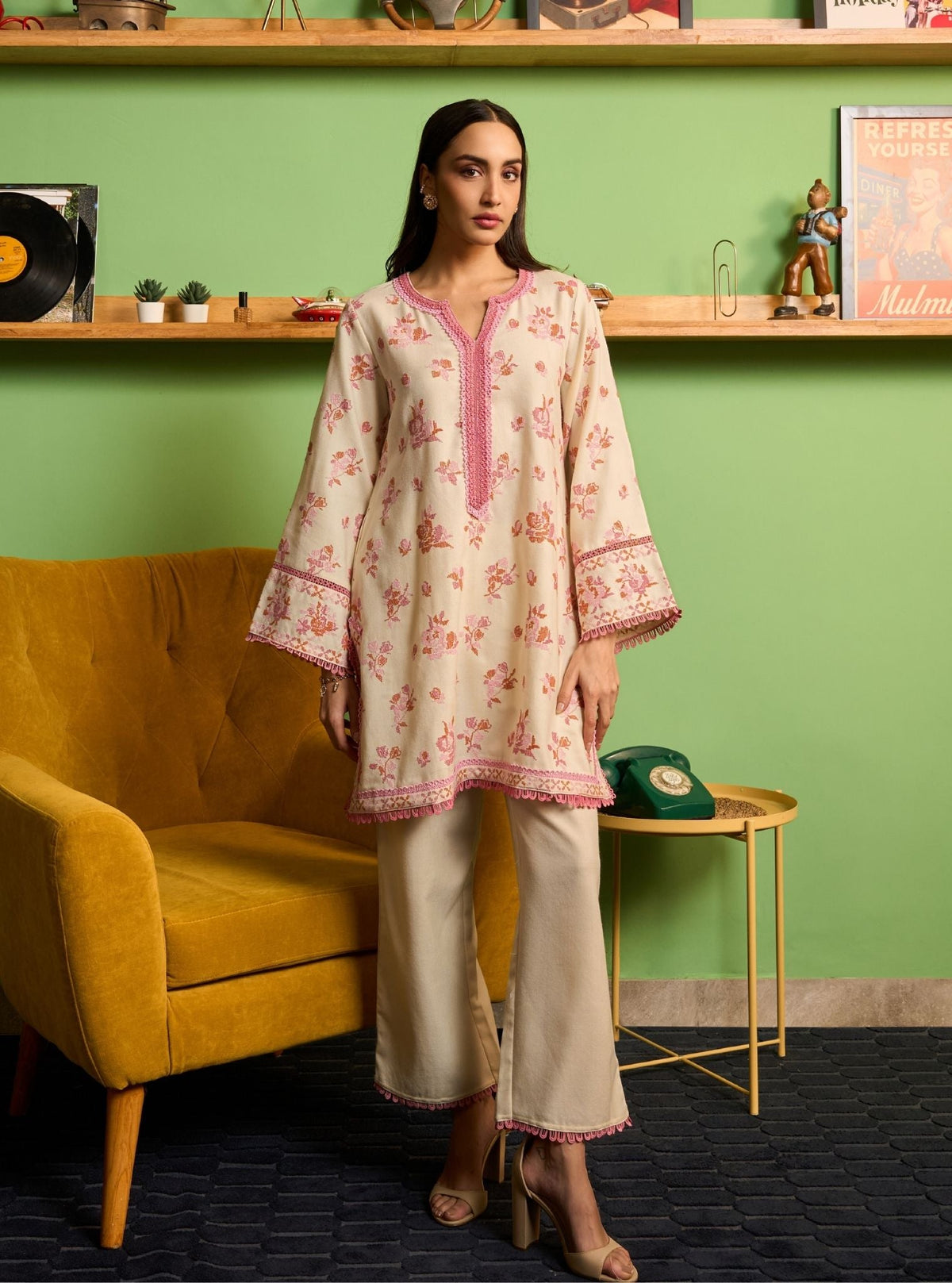 Lottie Wool Off White Kurta Set