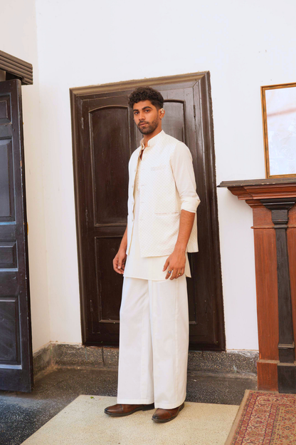Ivory kurta set with nehru Jacket