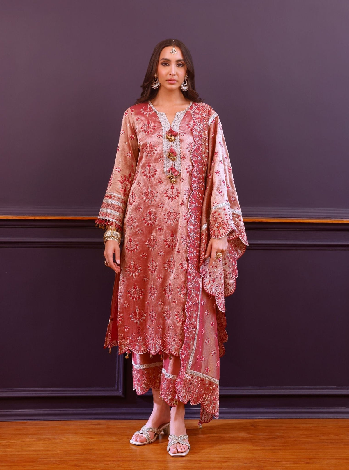 Amie Tissue Fuschia Kurta Set