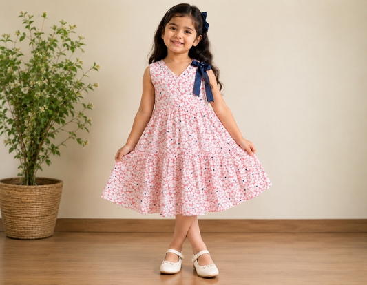 Pink floral printed dress