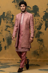 Lush Roses Boota Motif Hand Embroidered Sherwani - Asuka Couture