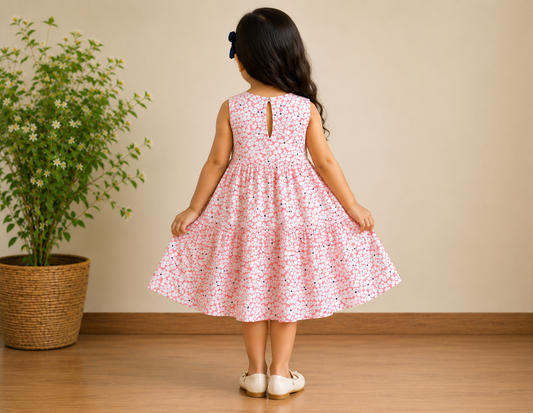 Pink floral printed dress