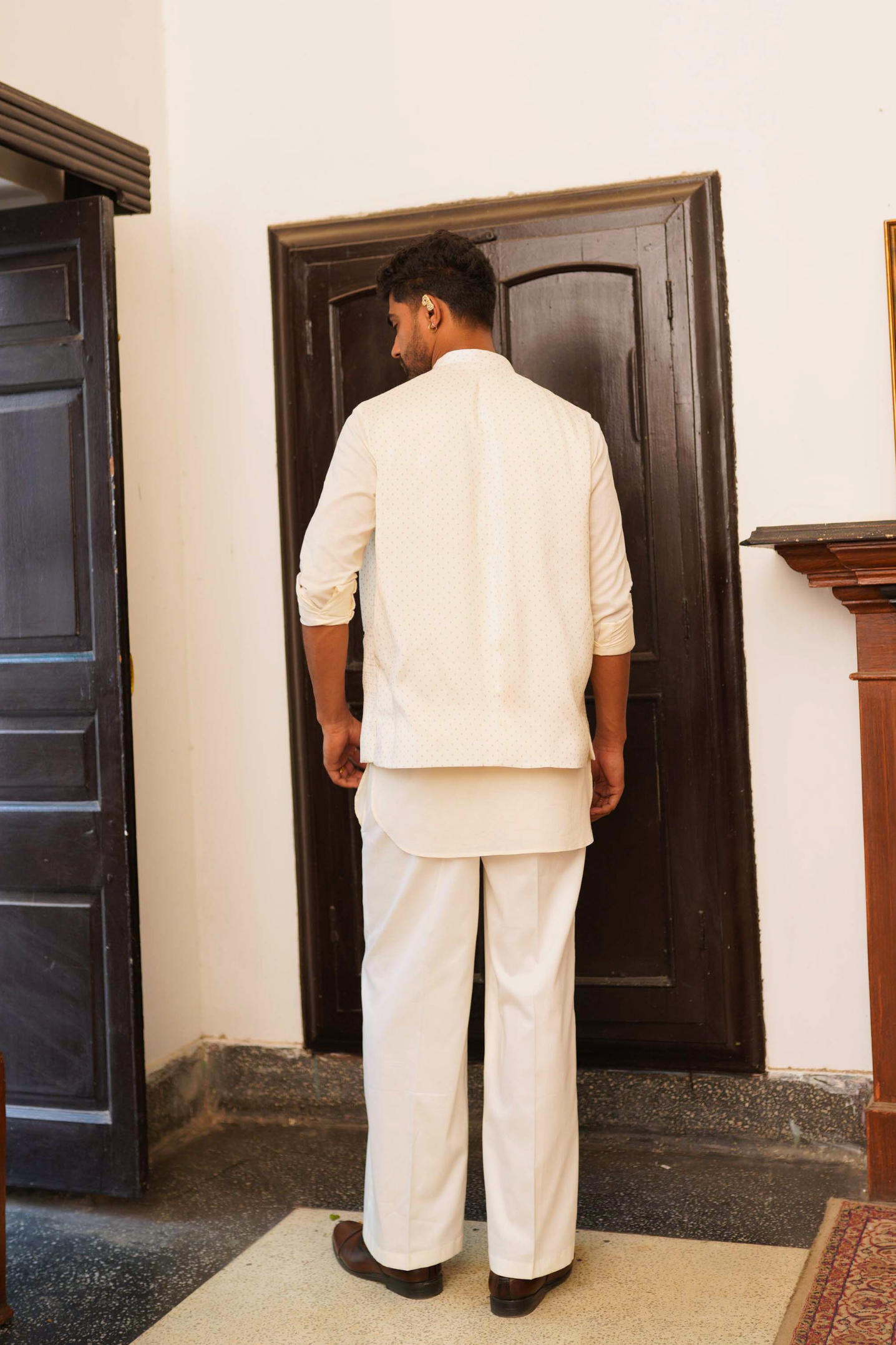 Ivory kurta set with nehru Jacket