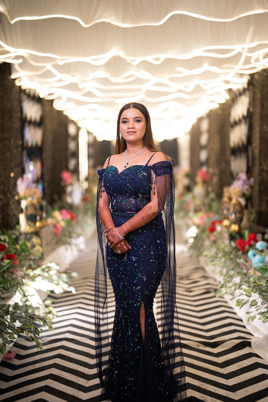 MIDNIGHT TURQUOISE MERMAID LEHENGA