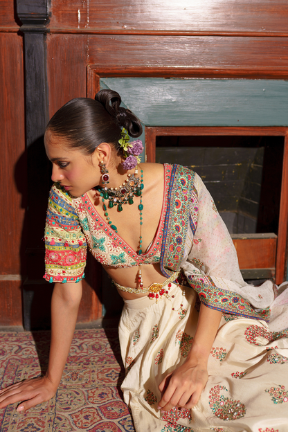 Ivory paisley lehenga set