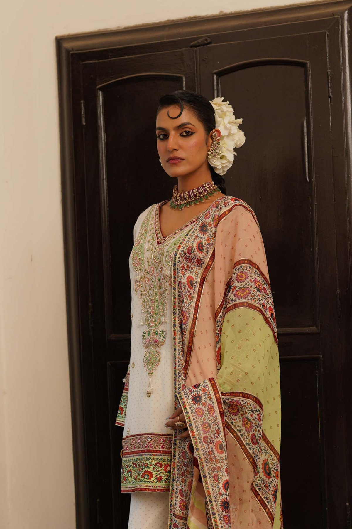 Ivory short kurta farsi salwar with duppata