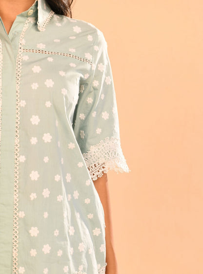 Zain Supima Cotton Teal Blue Co-ord Set
