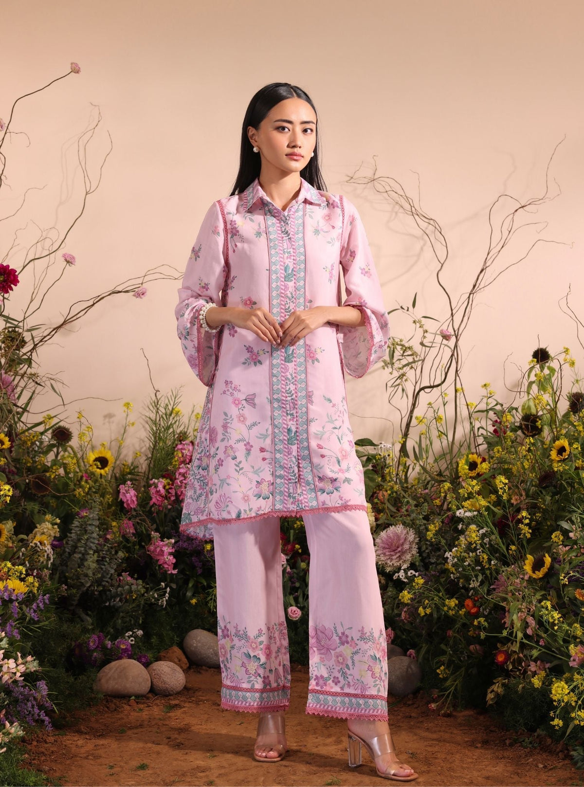 Niamh Lawn Printed Pink Co-ord Set