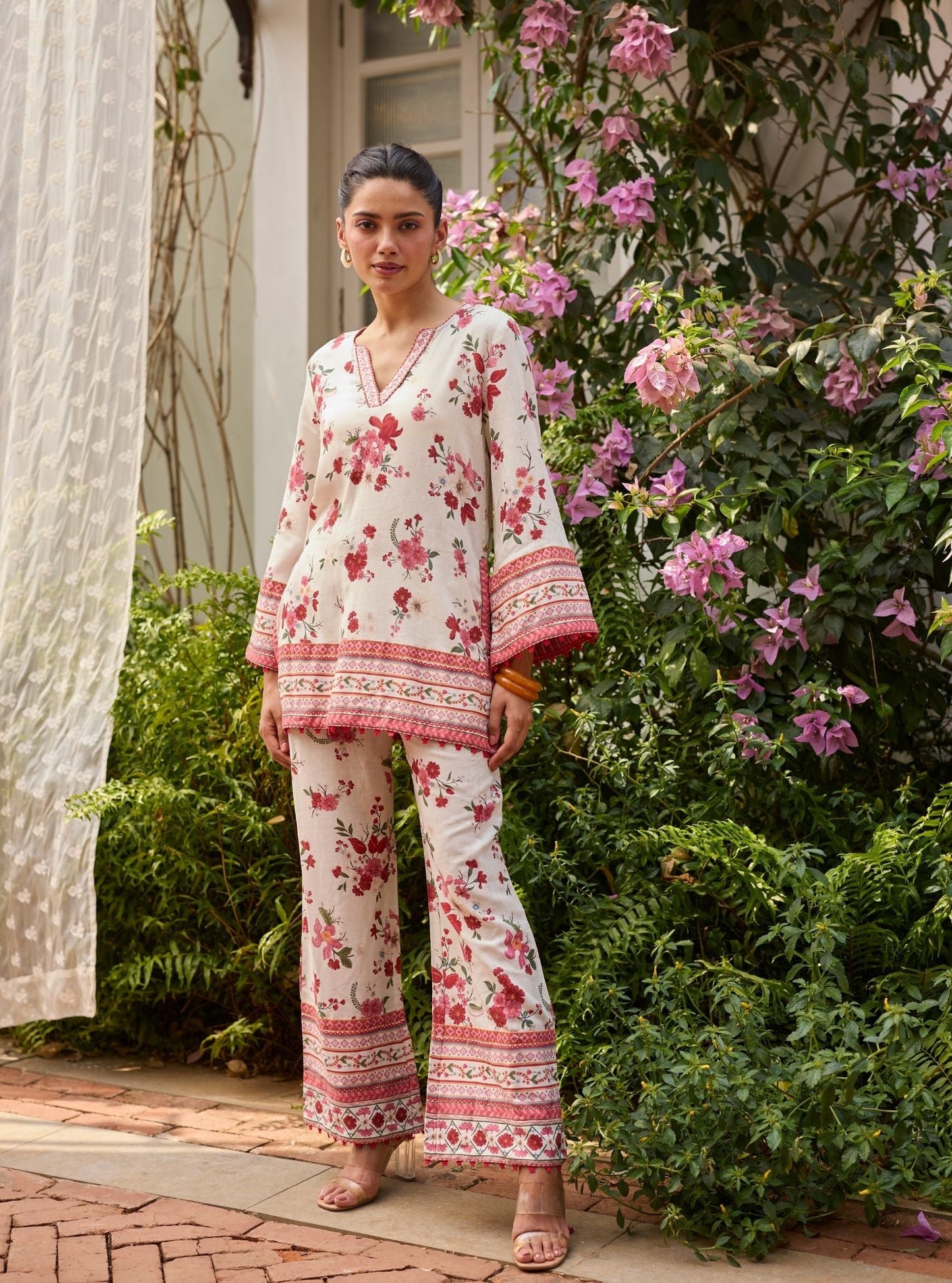 Aelani Linen Printed Off White Co-ord Set