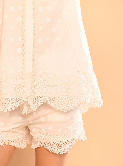 Zain Supima Cotton White Co-ord Set