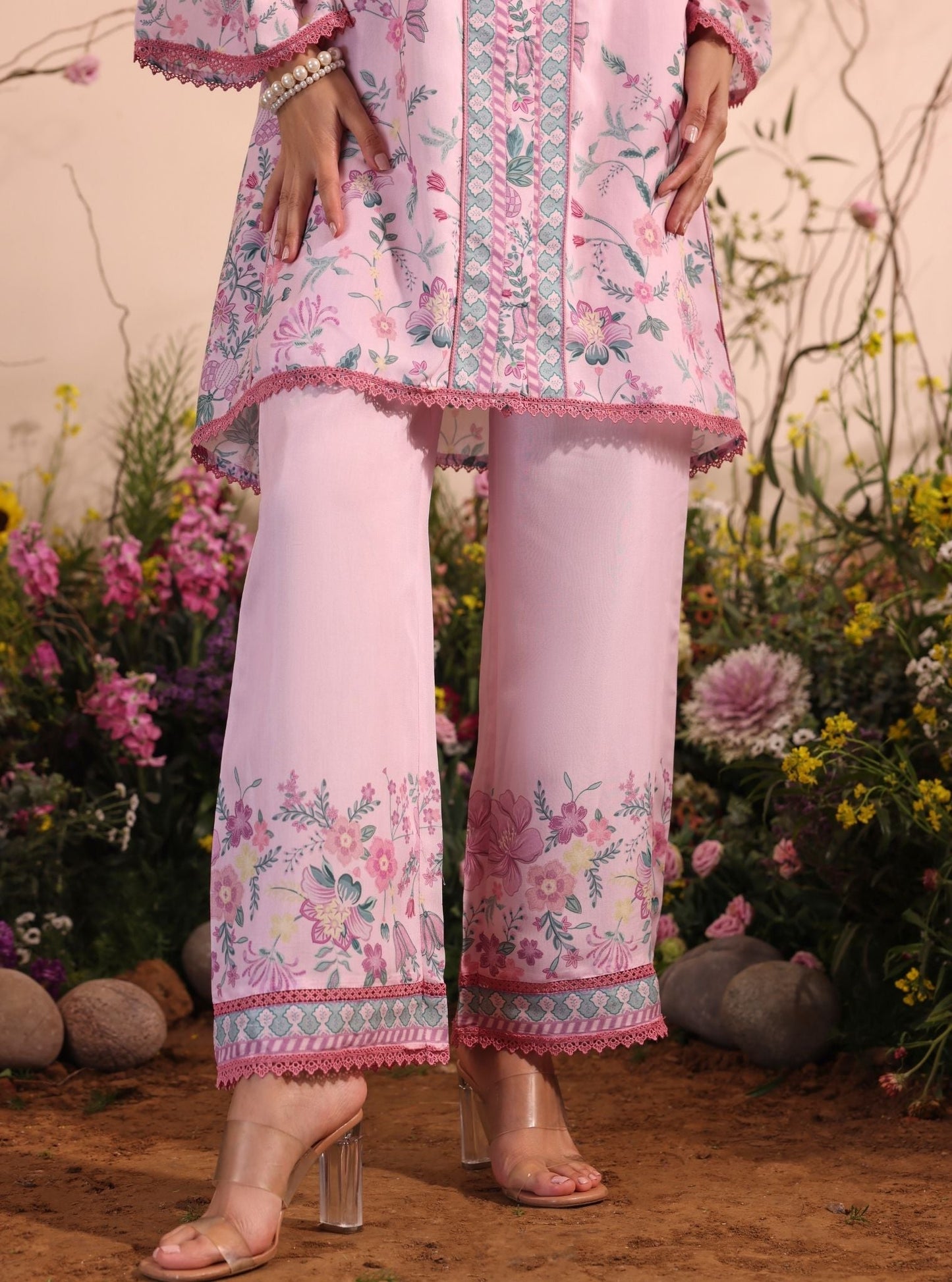 Niamh Lawn Printed Pink Co-ord Set