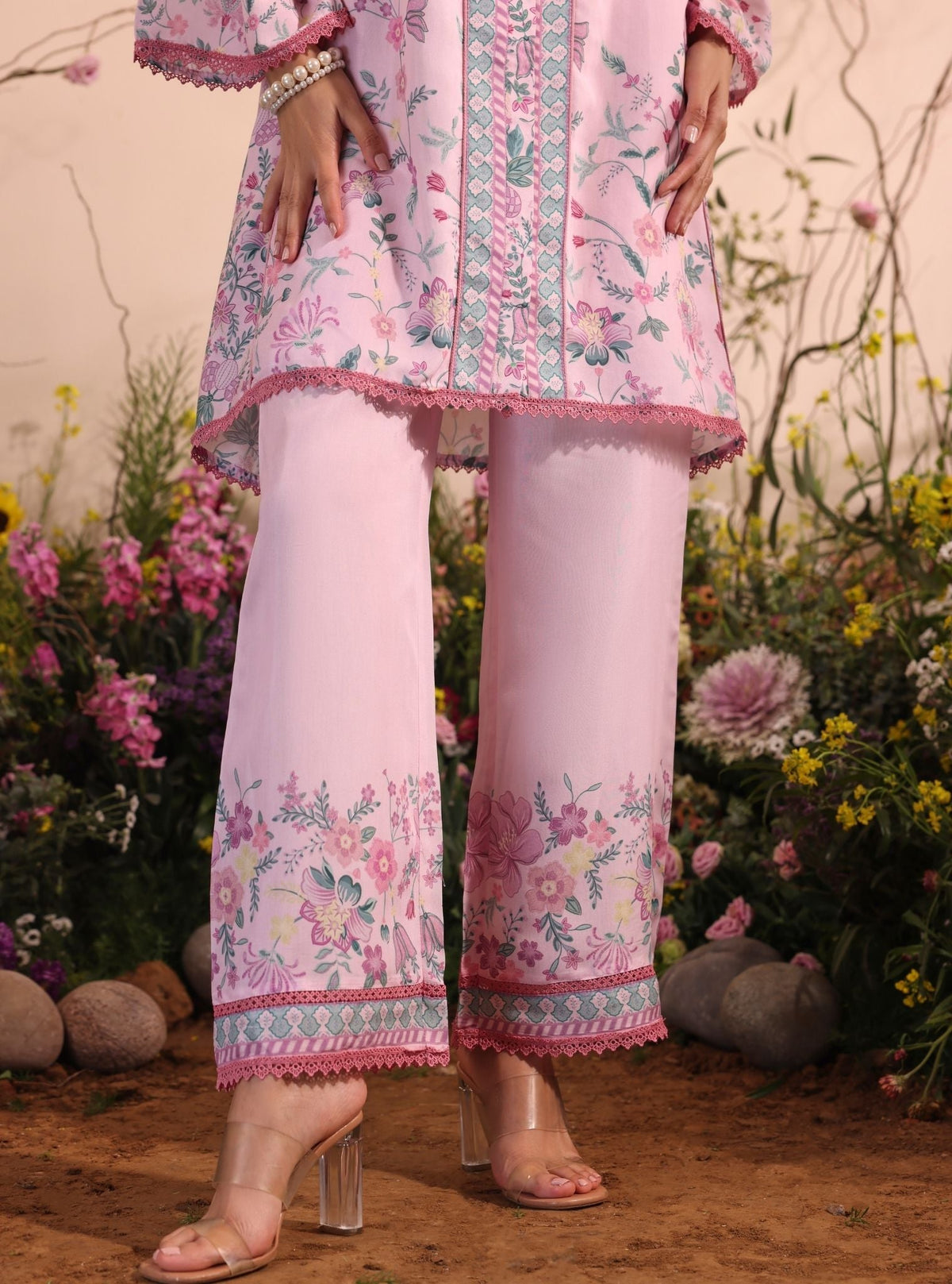 Niamh Lawn Printed Pink Co-ord Set