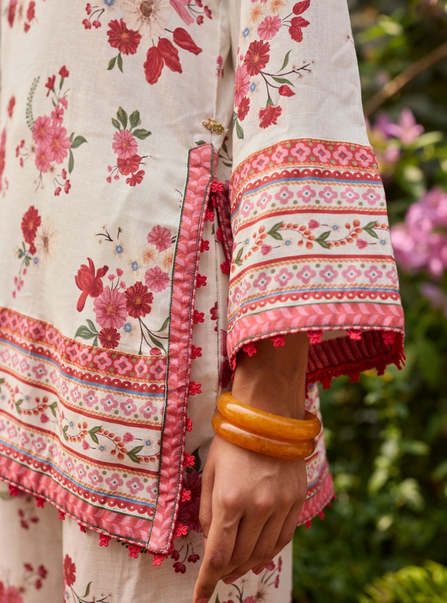 Aelani Linen Printed Off White Co-ord Set