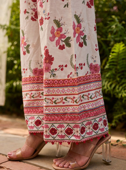 Aelani Linen Printed Off White Co-ord Set