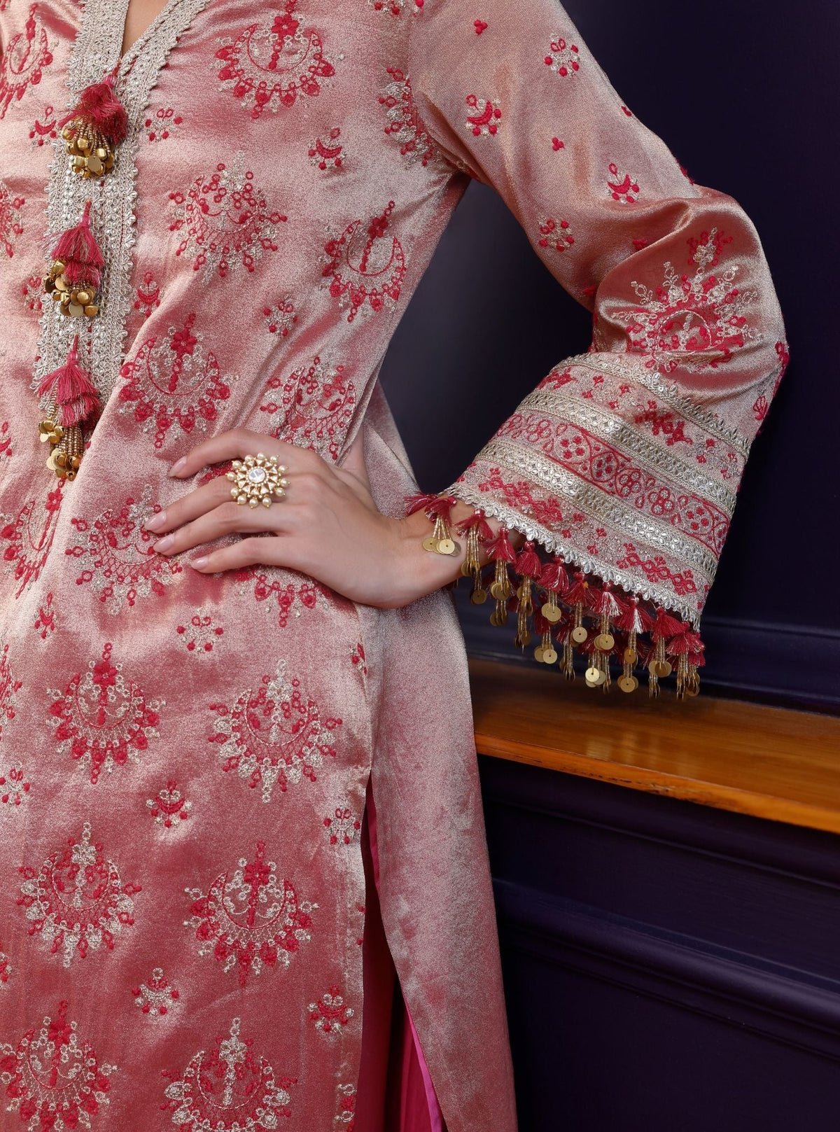 Amie Tissue Fuschia Kurta Set