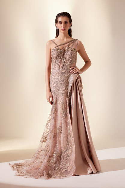Luminescent peach gown (Lean gown)