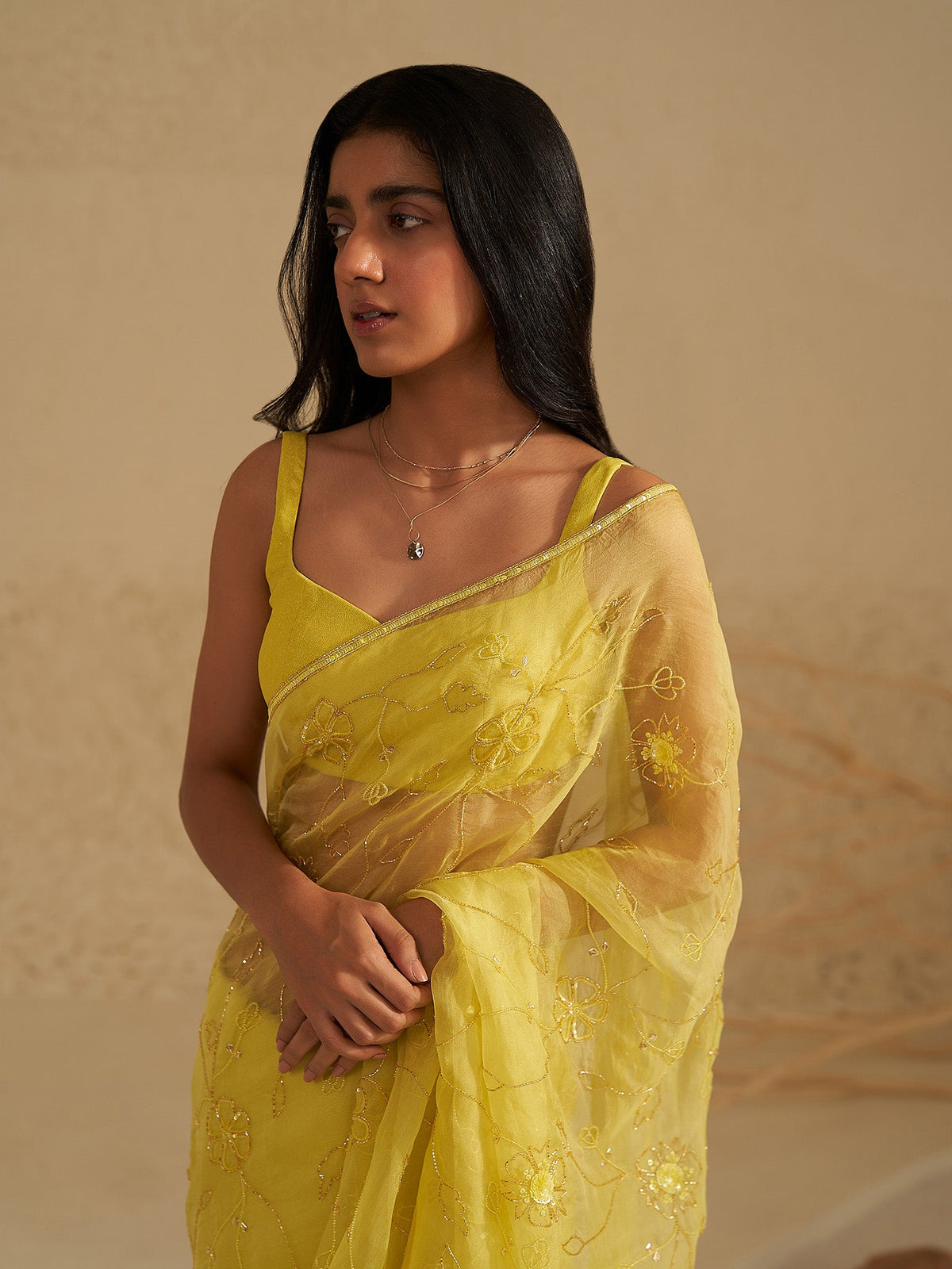 Floret Silk Organza Saree Set