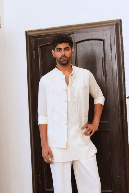 Ivory kurta set with nehru Jacket