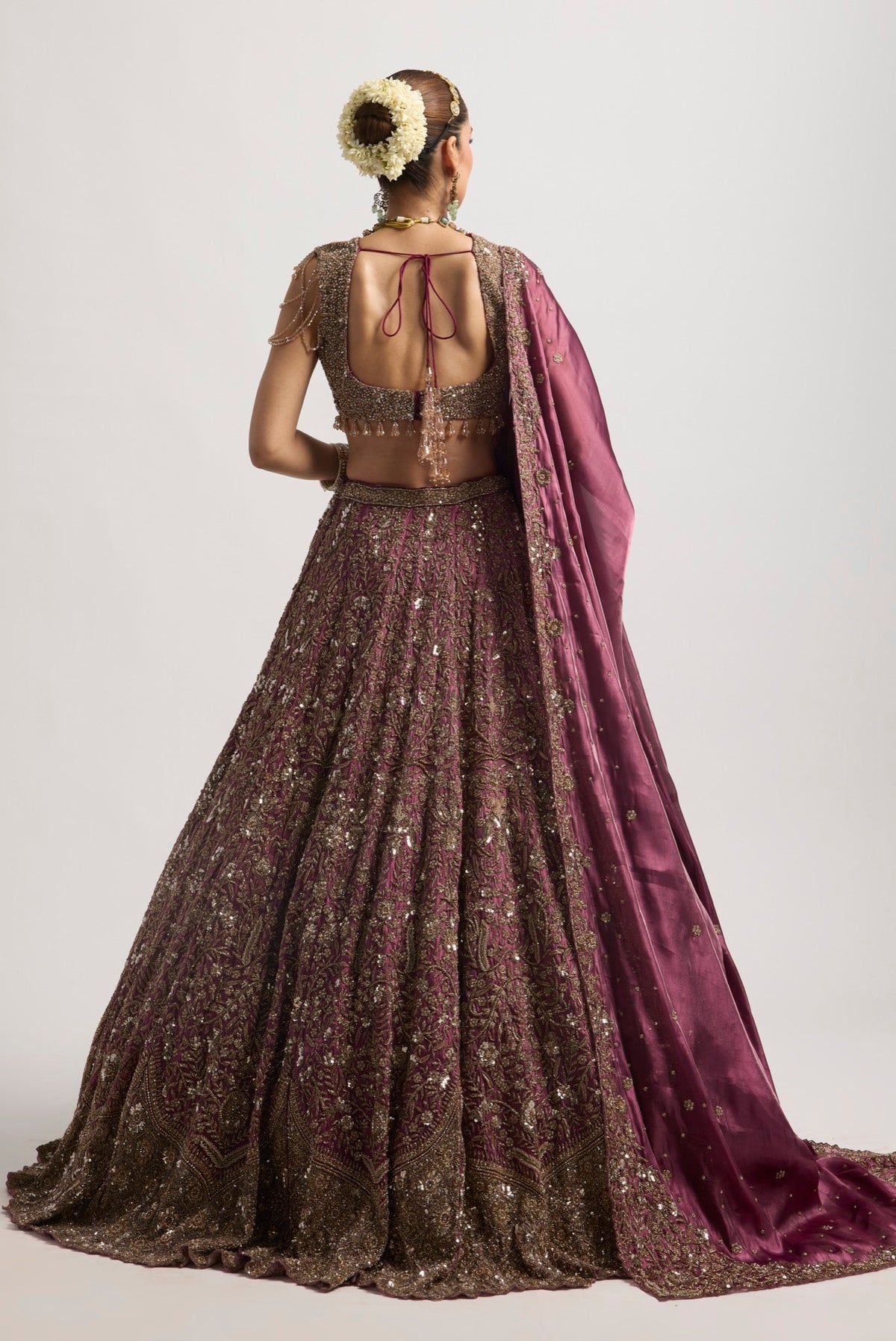SHAB ANTIQUE MAROON LEHENGA