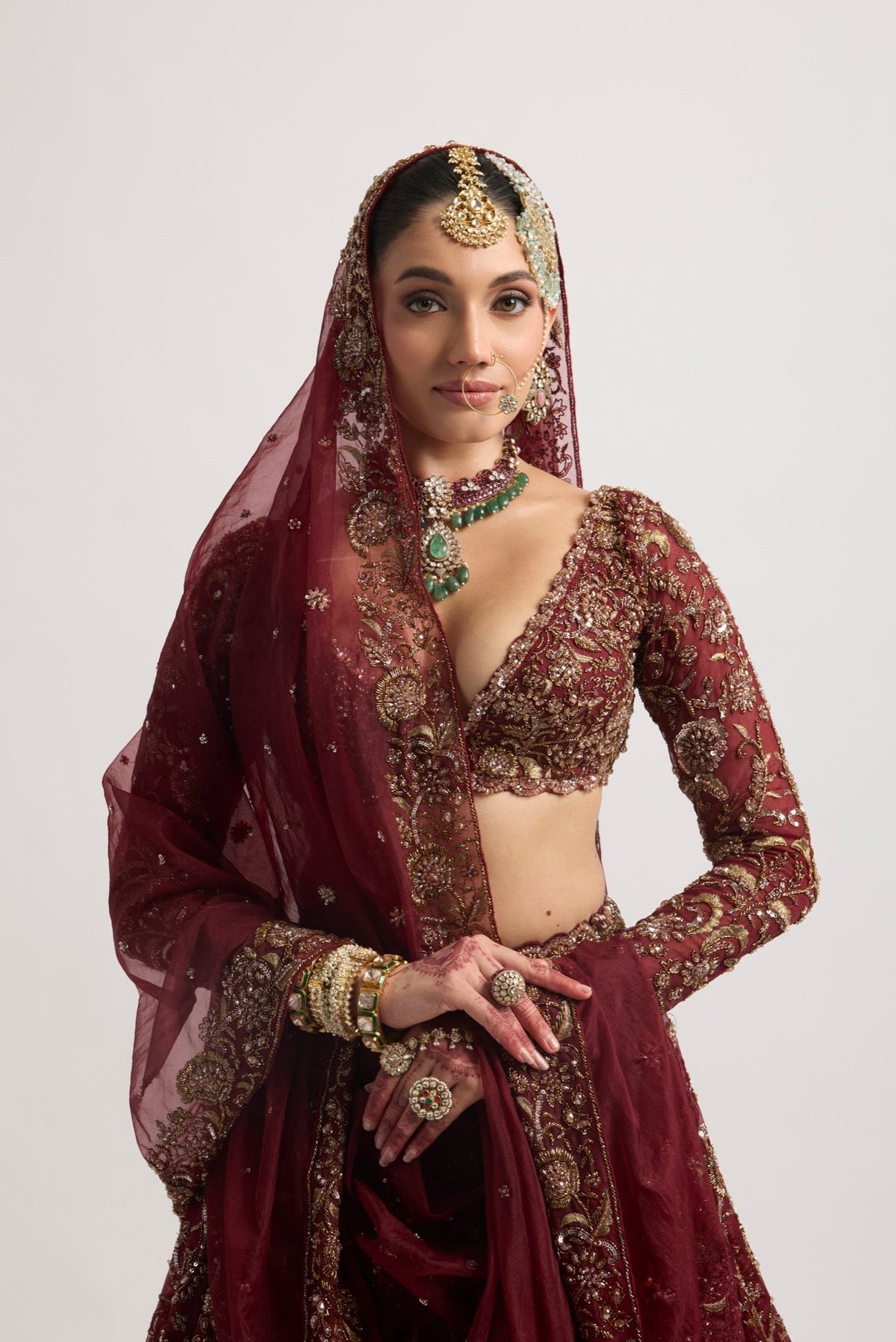 NAZAKAT MAROON LEHENGA SET