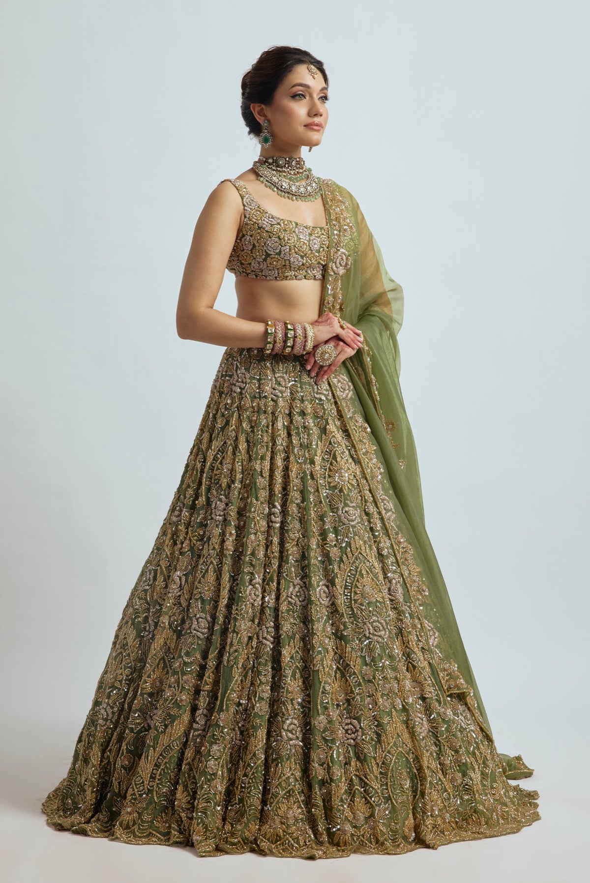 RIVA GREEN LEHENGA